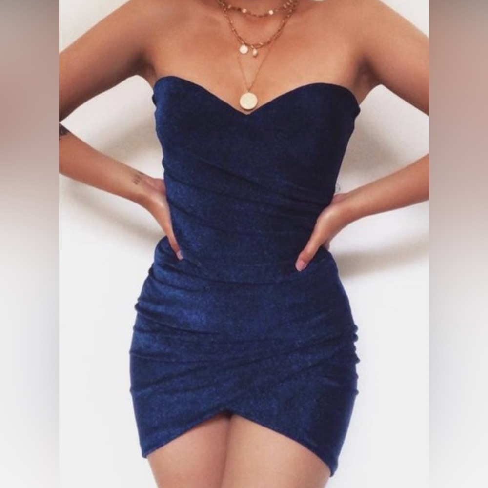 Meshki Midnight Blue Strapless Dresss